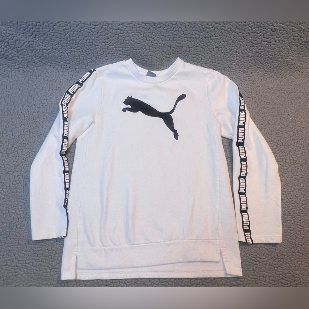 Puma Amplified Crew TR Sweatshirt Girls Size Large Whit And Black